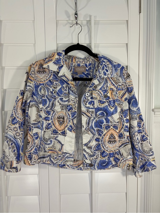 Chico's Jackets & Blazers - Chico's 100% Cotton Paisley Jean Jacket (1)